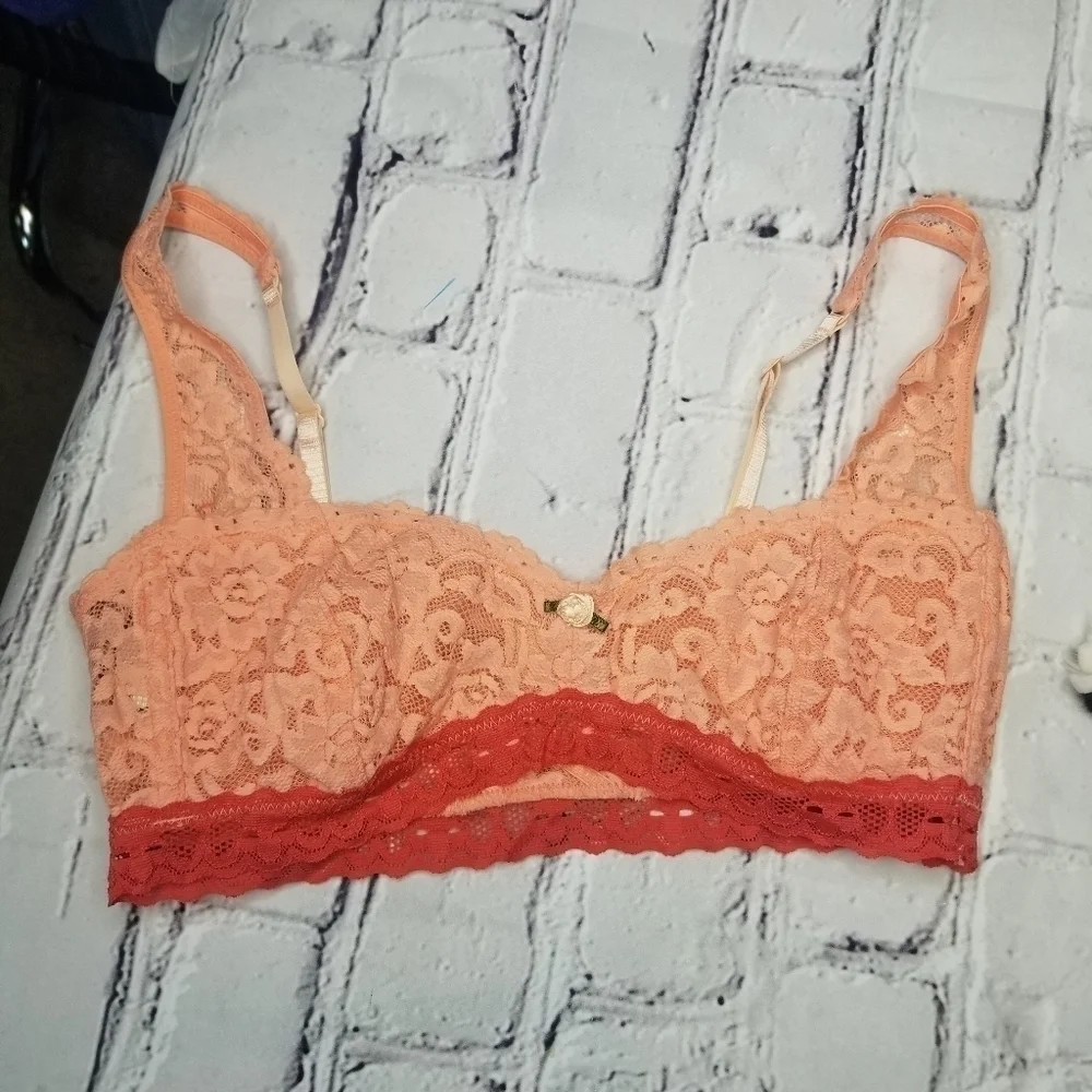 free people peach orange lace bralette